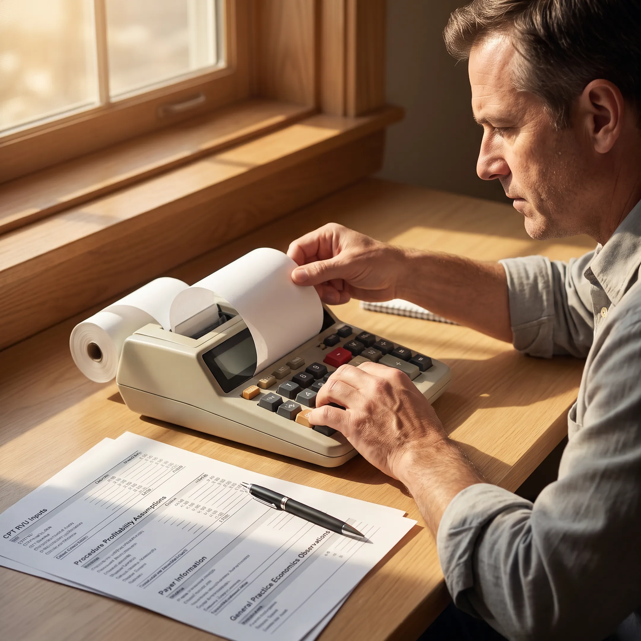 Urology practice owner comparing CPT RVU inputs with procedure profitability information