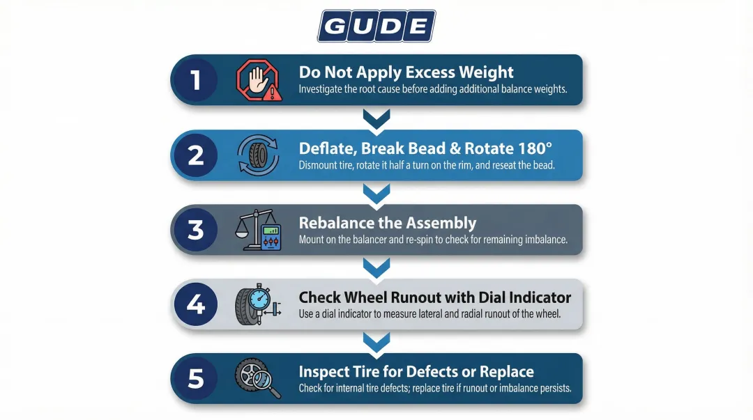 5-step diagnostic protocol for tires requiring excessive balancing weight