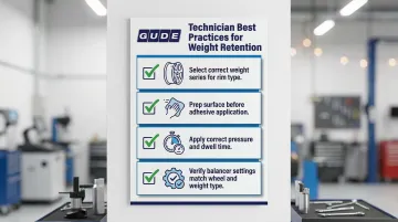 Four tire balance weight installation best practices checklist for shop technicians