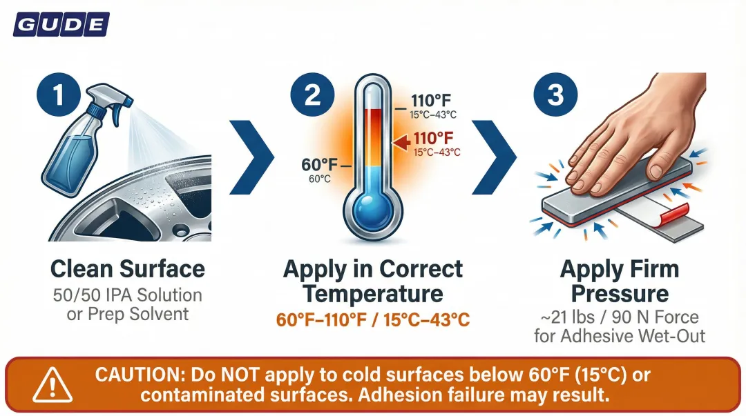 Three-step adhesive wheel weight surface preparation process for inboard placement