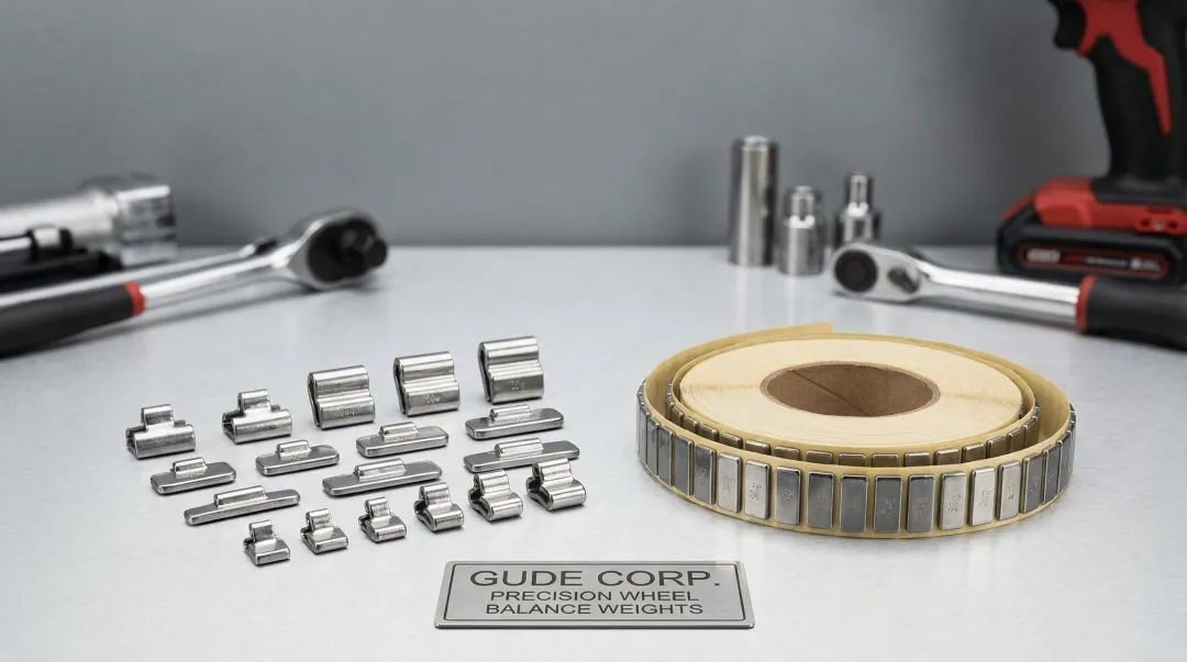 GUDE Corp precision lead-free wheel balance weights clip-on and adhesive product lineup