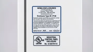 Industrial electrical compliance certification labels UL listing NEMA and IEEE standards placard