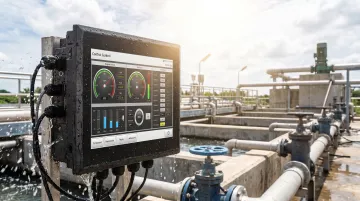 Ruggedized industrial HMI display panel with IP68 rating in harsh environment