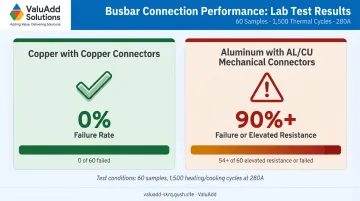 Copper versus aluminum busbar connection reliability test results failure rate comparison
