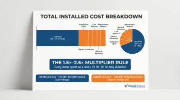 Soft starter total installed cost breakdown showing unit price versus additional expenses