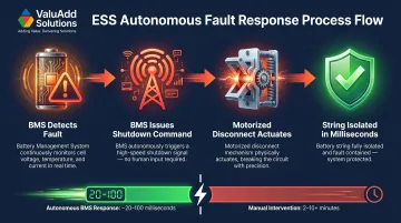 ESS battery management system autonomous shutdown and string isolation process flow