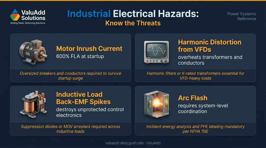 Four major industrial electrical threats manufacturers face on the production floor