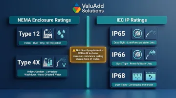 NEMA enclosure types versus IEC IP ratings comparison chart for disconnect switches
