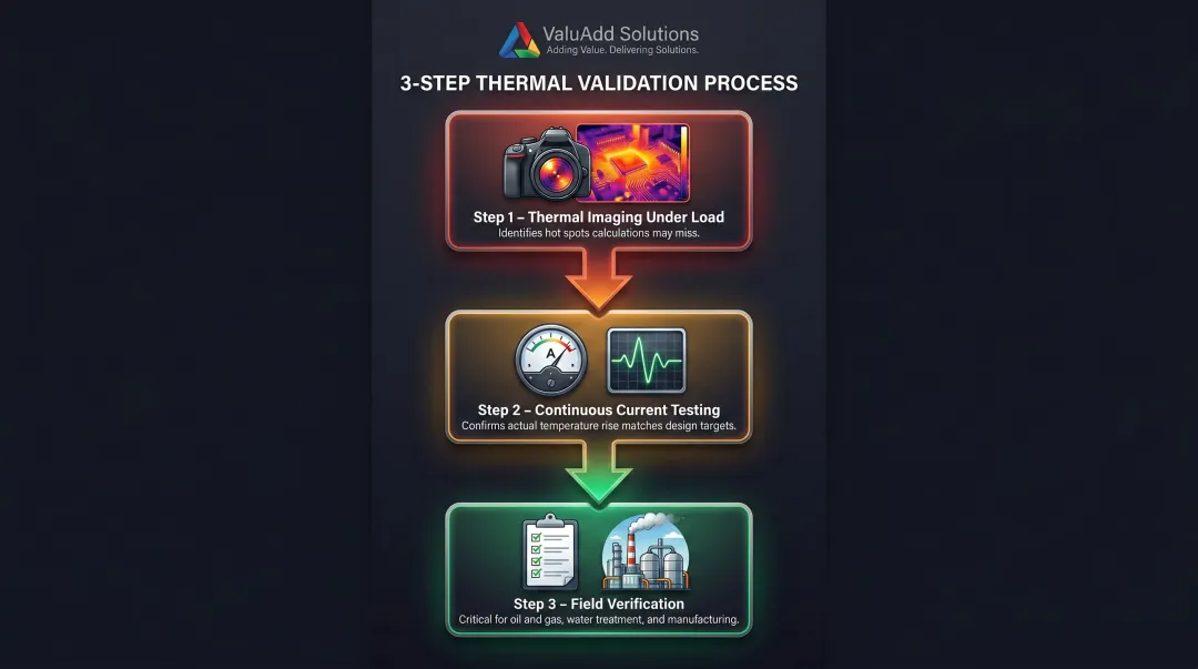 Three-step busbar thermal validation process from imaging to field verification