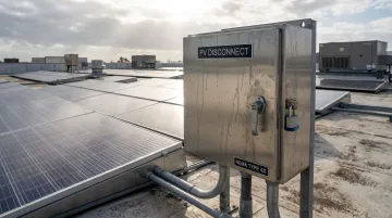 NEMA Type 4X outdoor enclosure for PV disconnect in harsh industrial rooftop environment