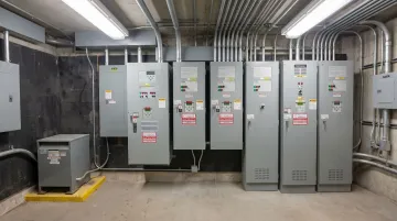Industrial facility electrical transfer switch installation in manufacturing plant environment