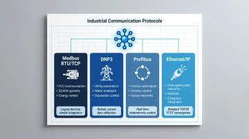 Industrial power meter communication protocols comparison Modbus DNP3 Profibus Ethernet-IP