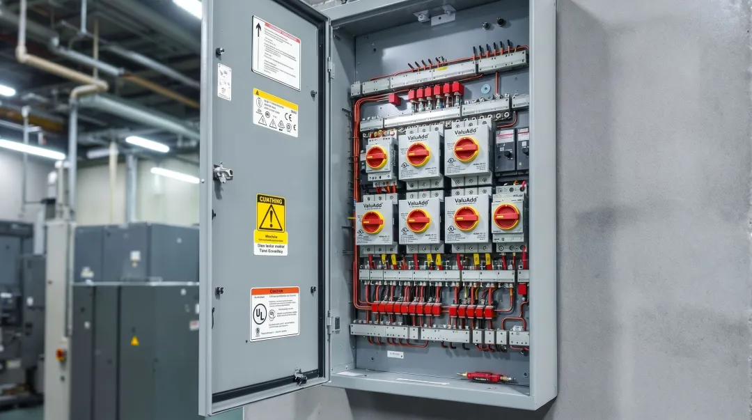 ValuAdd UL Listed NEMA 4X rated DIN rail disconnect switch mounted in control panel