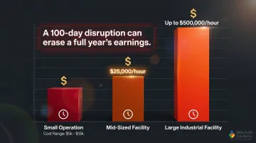 Manufacturing downtime cost per hour comparison across small mid and large industrial facilities
