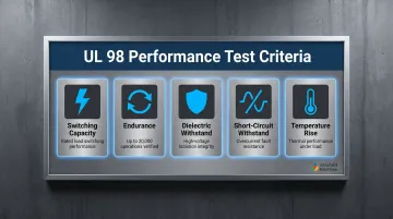 UL 98 disconnect switch five-point performance testing criteria breakdown infographic