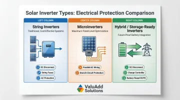 Three solar inverter architecture types with electrical interface requirements comparison