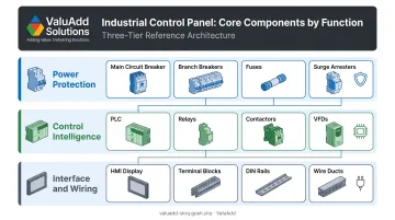 Industrial control panel core components breakdown power protection logic interface wiring