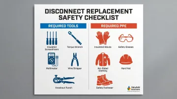 Required PPE and tools checklist for industrial disconnect switch replacement safety