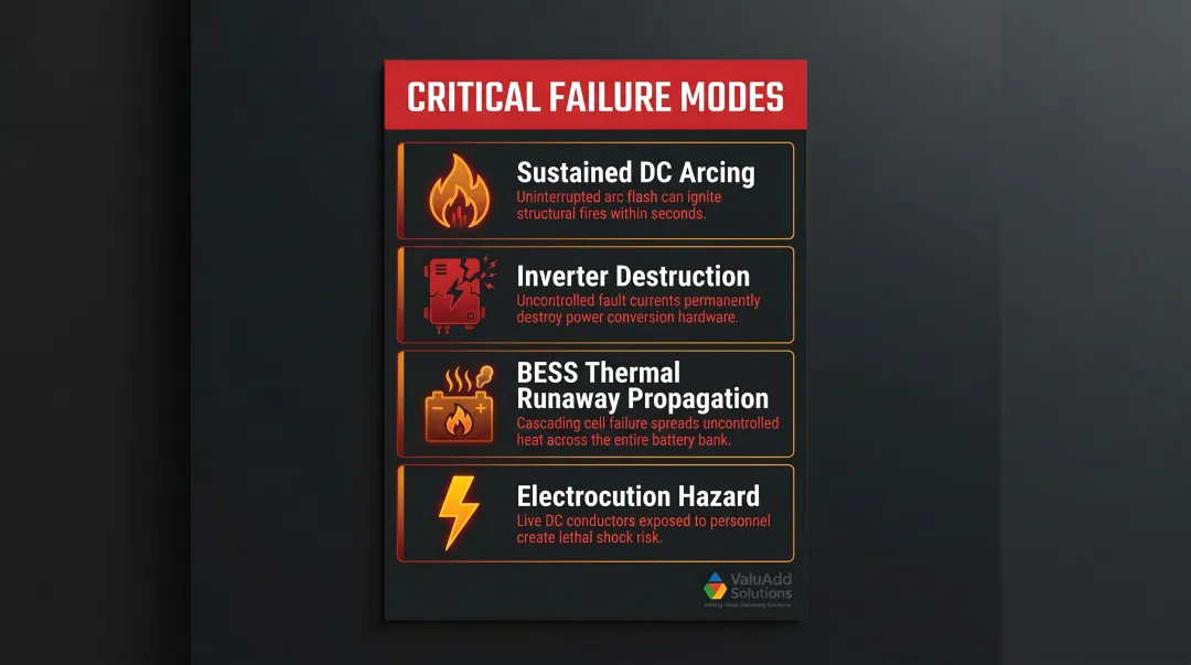 Four renewable energy switching failure modes and hazard types infographic