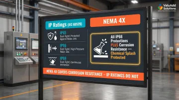 IP65 IP66 IP68 versus NEMA 4X industrial enclosure protection rating comparison chart
