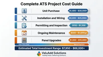 ATS total cost of ownership breakdown showing five cost categories over project lifecycle