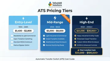 Three-tier ATS pricing comparison from entry-level to industrial high-amperage systems