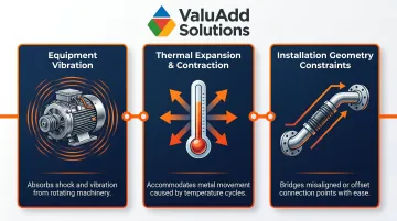 Three causes of flexible connector movement vibration thermal expansion installation geometry