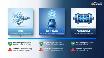 Three arc interruption media air SF6 vacuum comparison for load break switches
