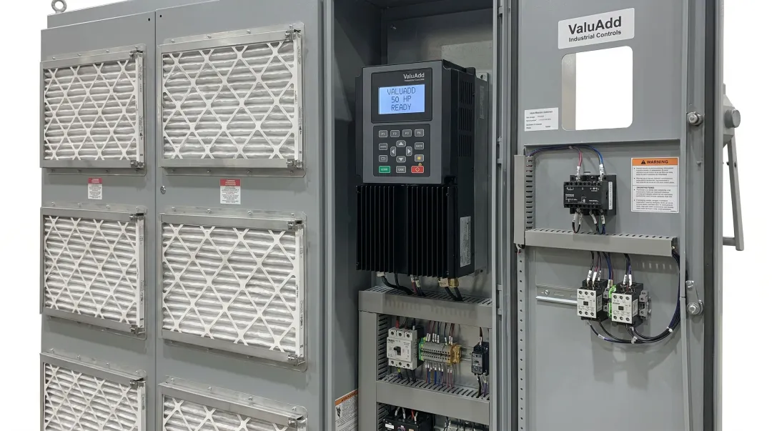 ValuAdd IEEE 519-compliant variable frequency drive installed in industrial control panel
