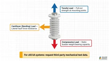 Three mechanical load ratings for standoff insulators compressive cantilever and tensile verification