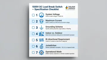 7-step 1500V DC load break switch selection checklist process flow diagram