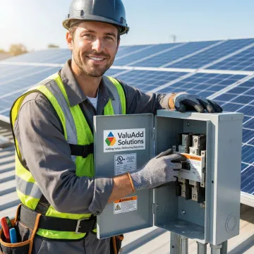 Solar PV disconnect switch installation on commercial rooftop system