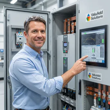 Industrial engineer configuring motor control center components