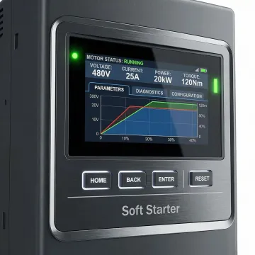 Soft starter control system with digital display and monitoring capabilities