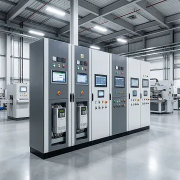 Industrial electrical components and control panels in a South Carolina manufacturing facility