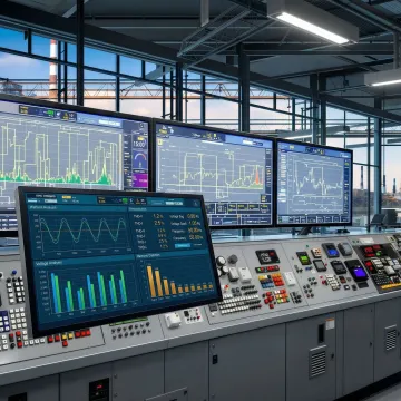 Power quality analyzer displaying harmonic analysis data