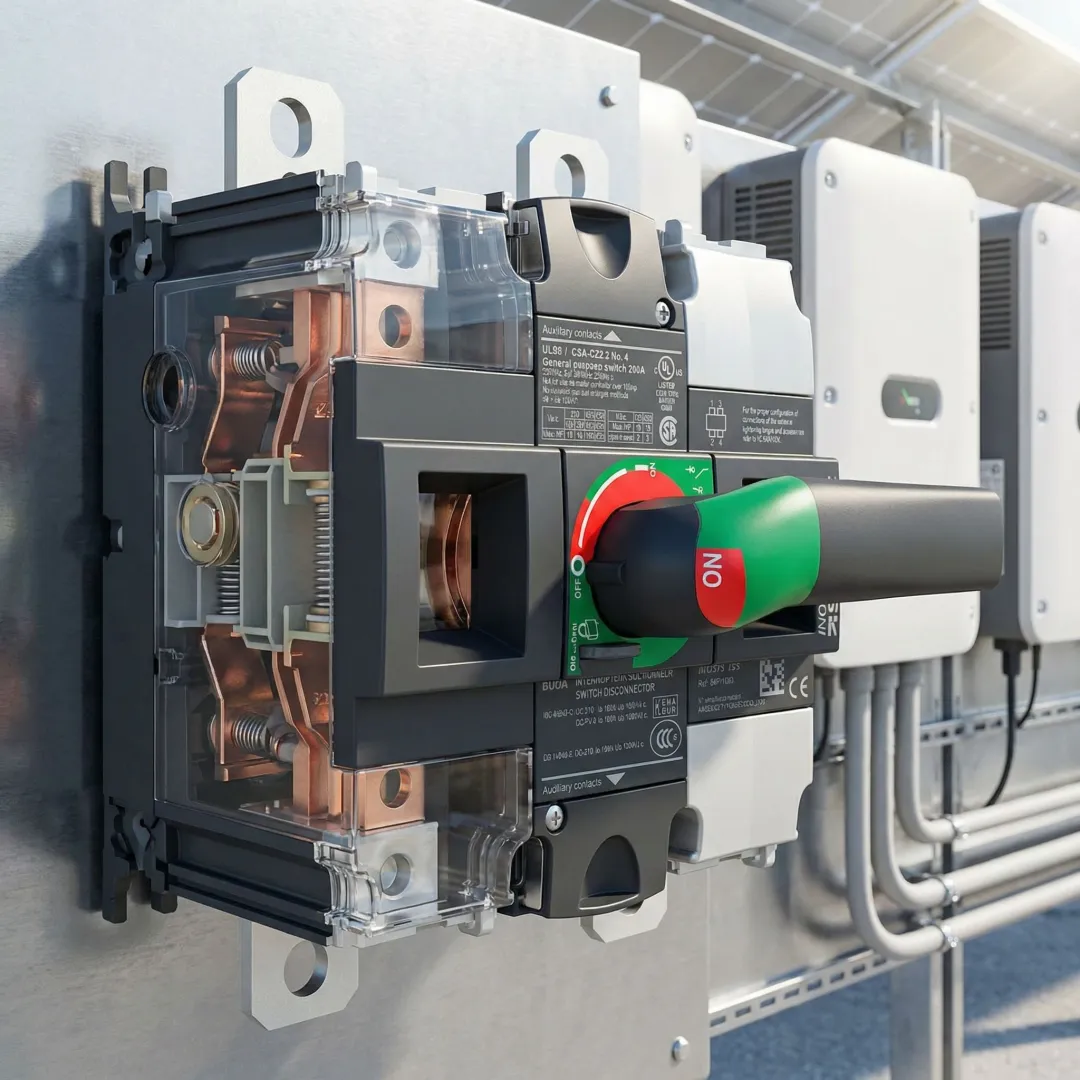 DC disconnect switch with visible contacts for solar energy storage system