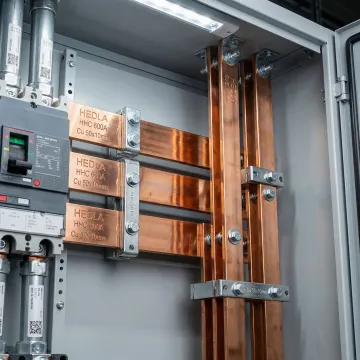 Industrial copper busbars and electrical distribution components in a South Carolina manufacturing facility