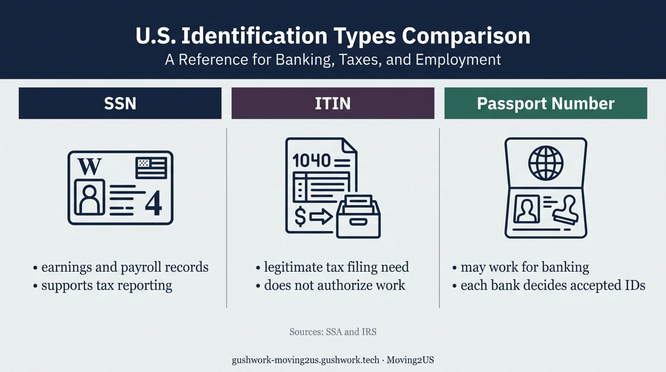 SSN ITIN and passport number identification options comparison
