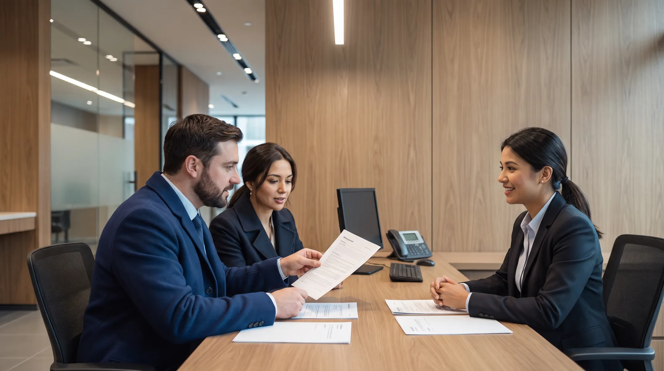 Moving2US advisor accompanying newcomer at U.S. bank appointment