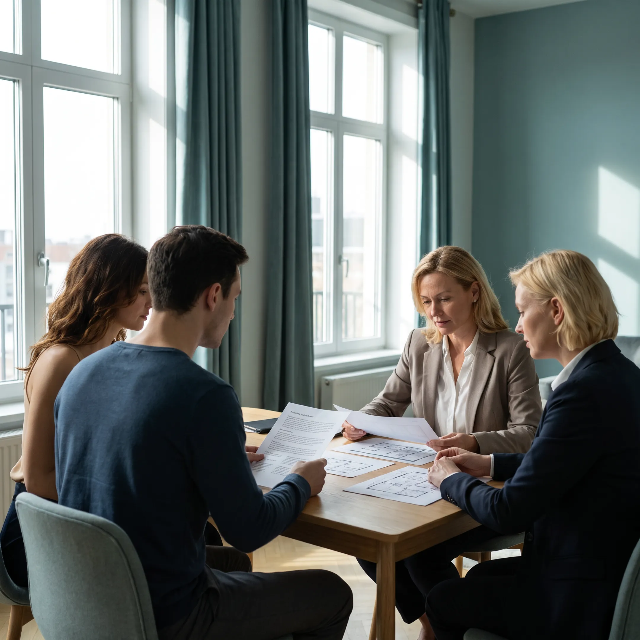 Relocation consultant guiding international newcomers through U.S. housing and settling-in arrangements