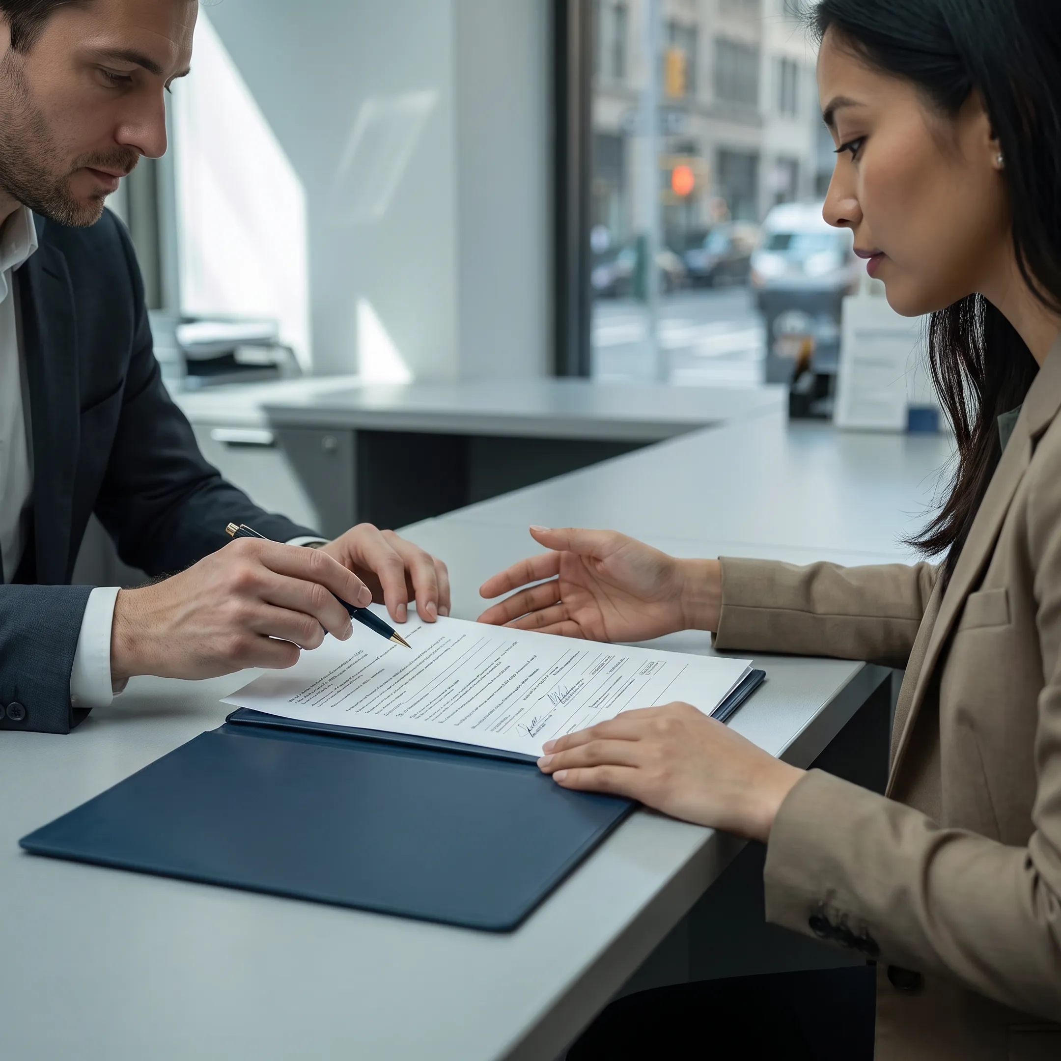 Consultant organizing driver license documents for a newcomer before a DMV visit