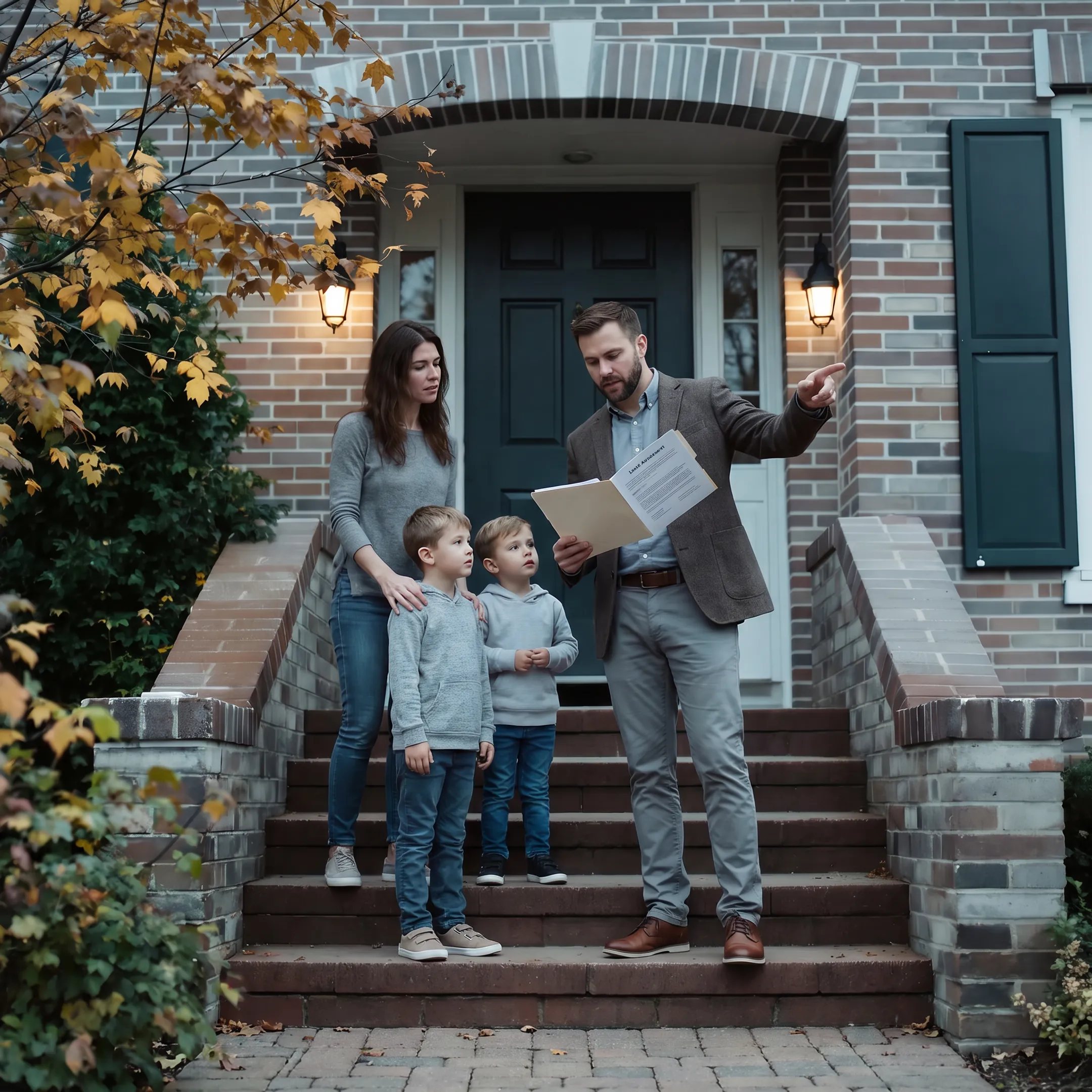 Relocation consultant guiding newcomers through a U.S. home and neighborhood orientation