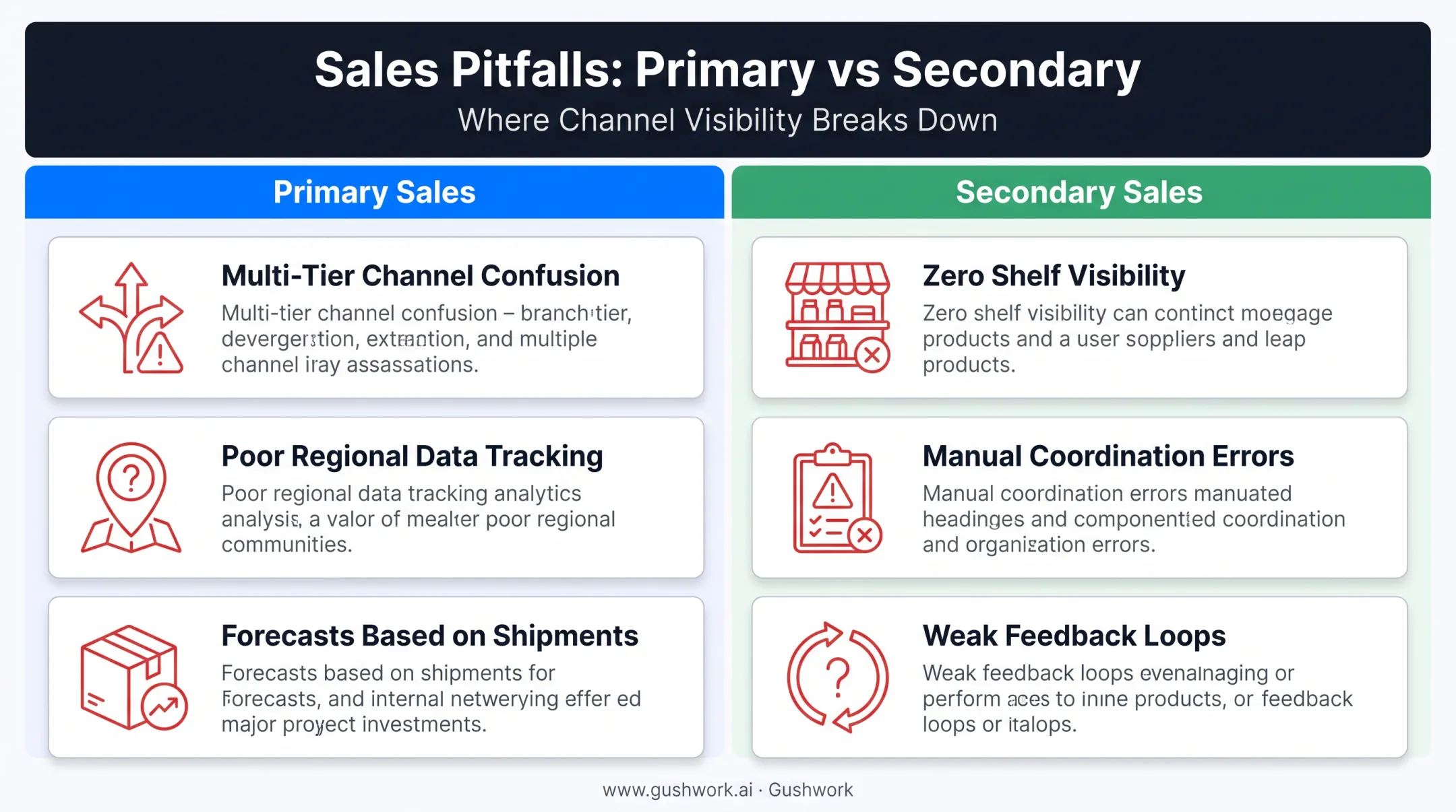 Primary versus secondary sales comparison showing common distribution pitfalls
