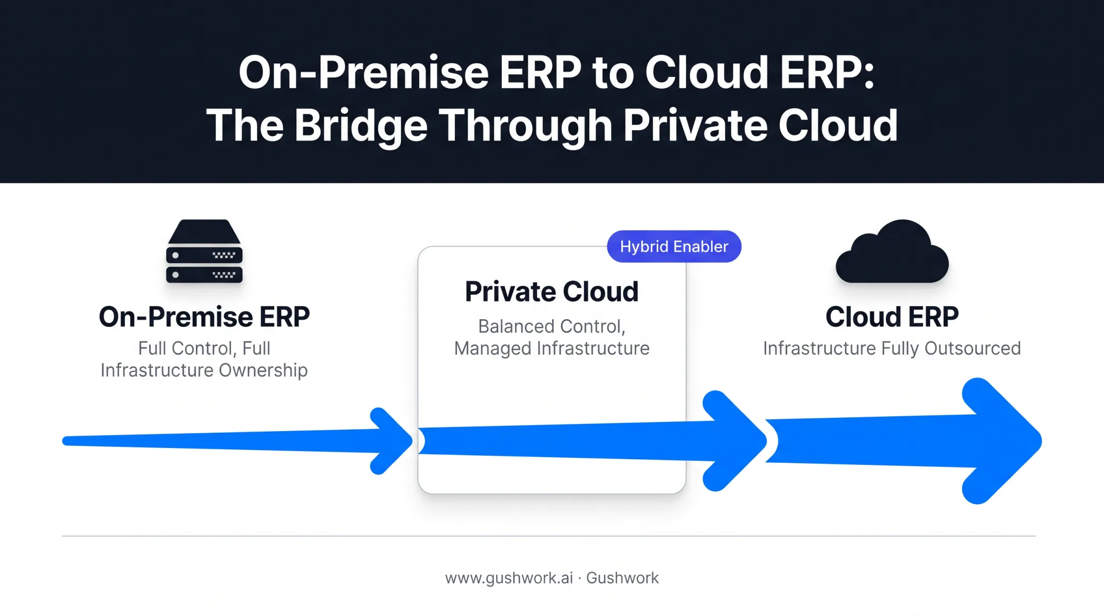 Hybrid private cloud bridge between on-premise and cloud ERP models