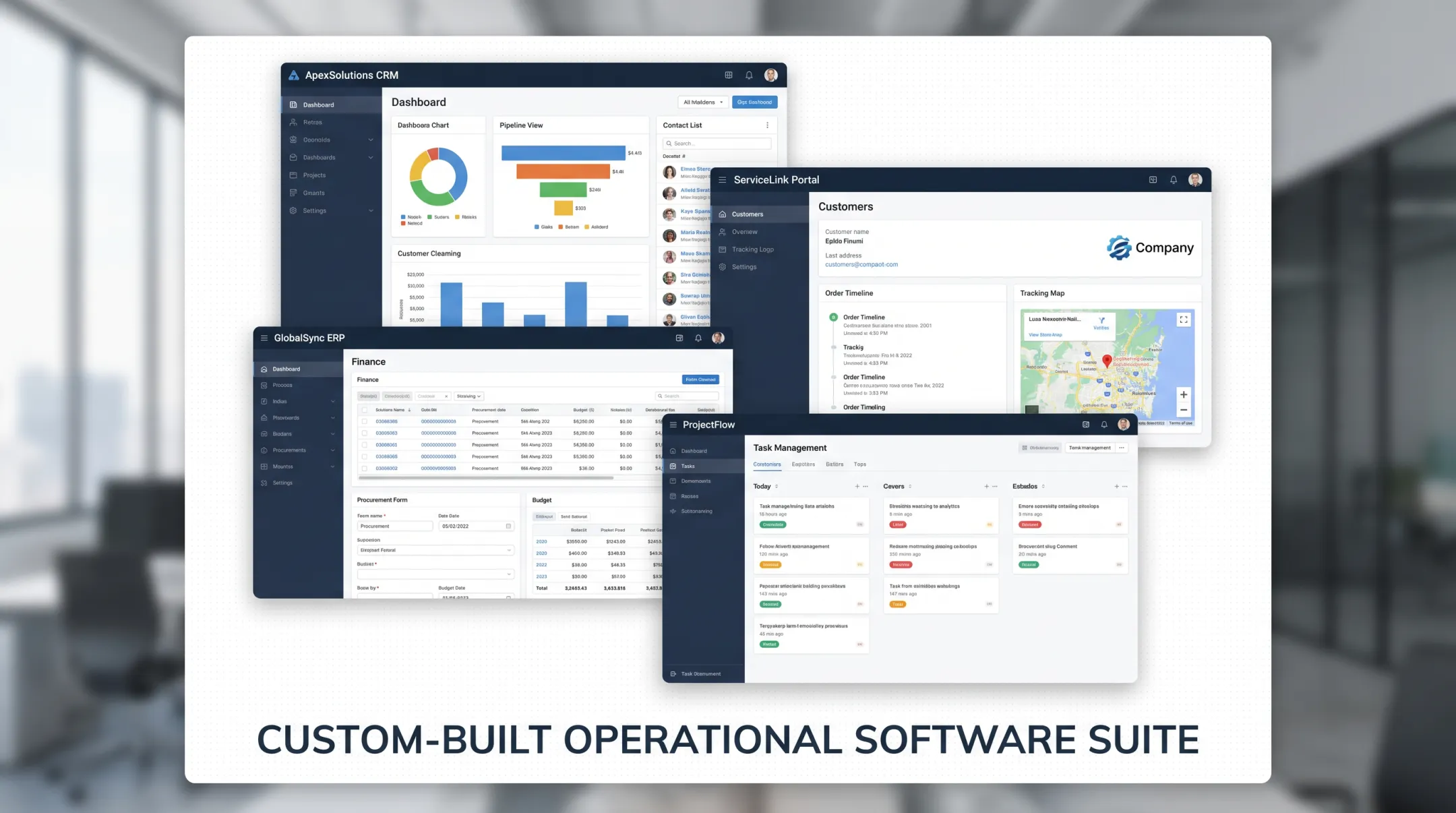 Custom CRM ERP and portal dashboards built for business operations