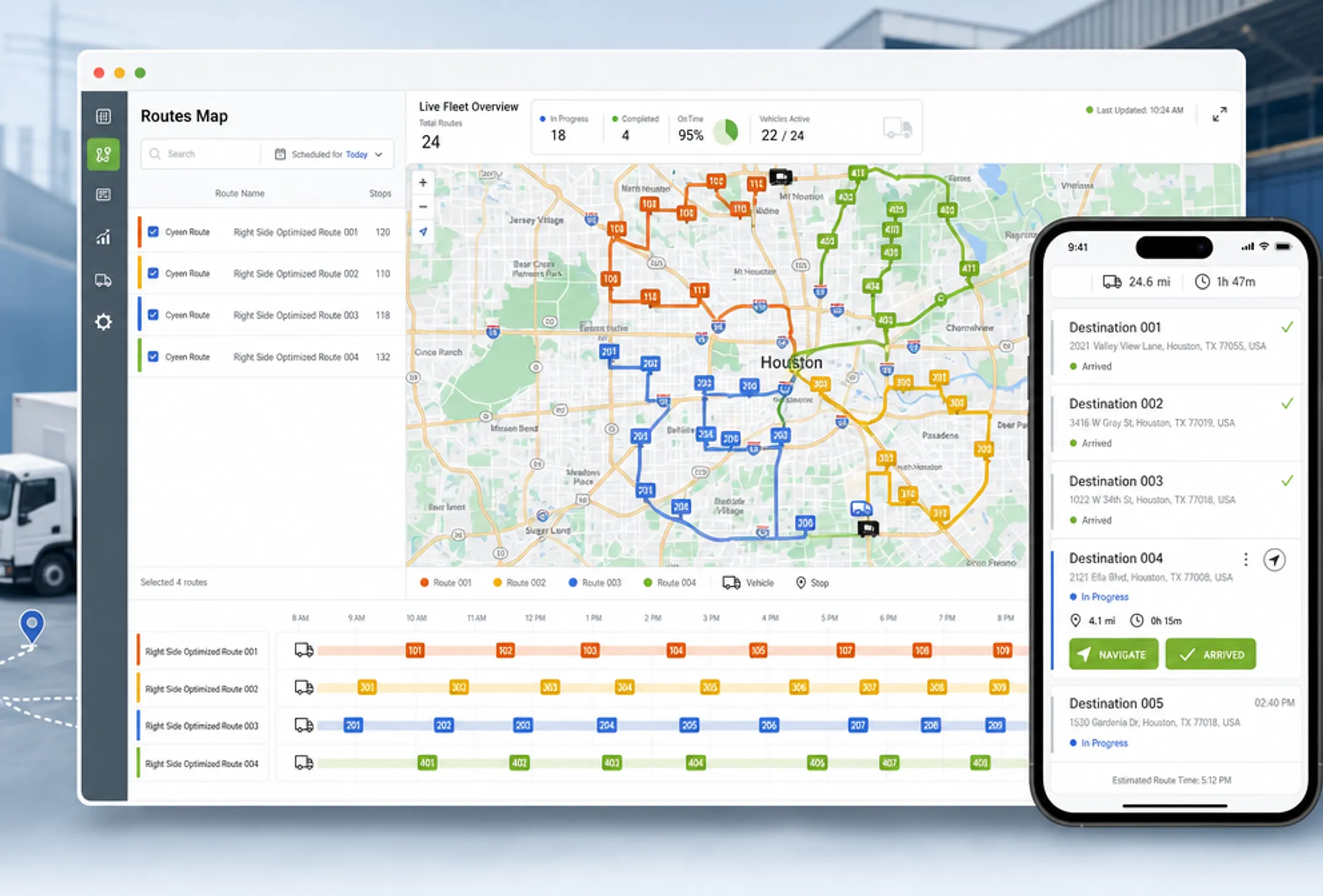 Delivery truck using route optimization technology for efficient logistics