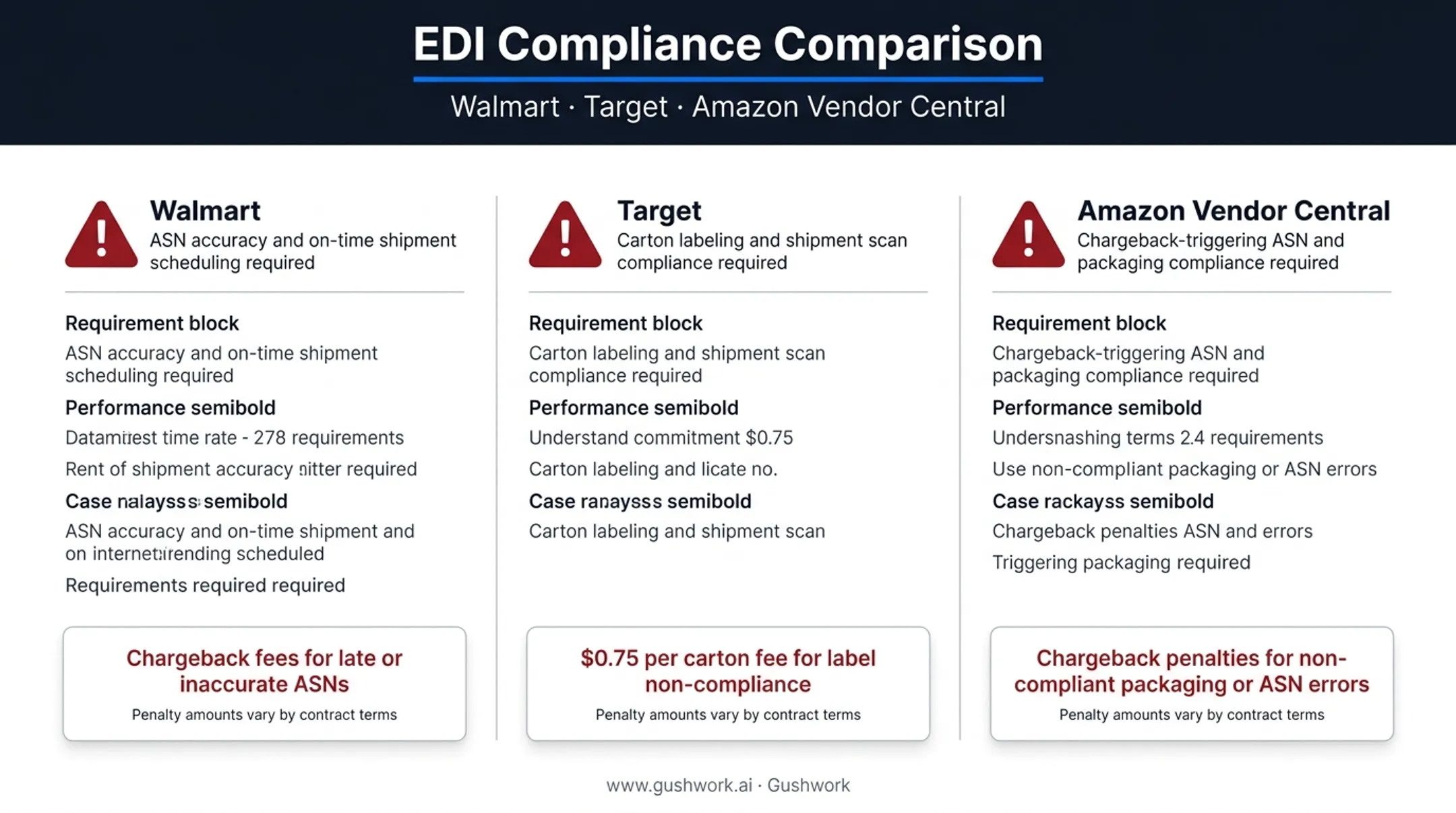 Major retailer EDI compliance requirements for Walmart Target Amazon