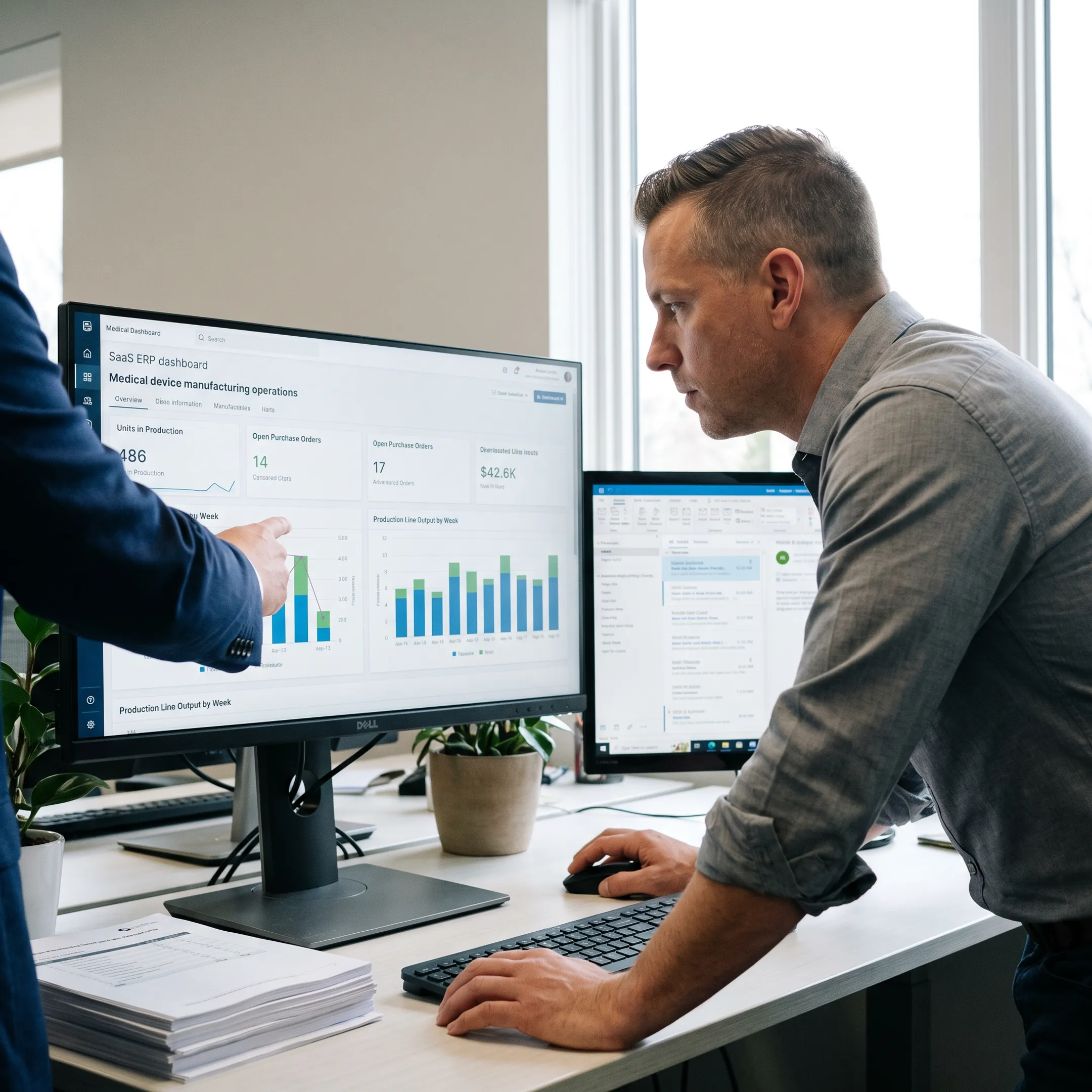 ERP dashboard supporting medical device manufacturing operations
