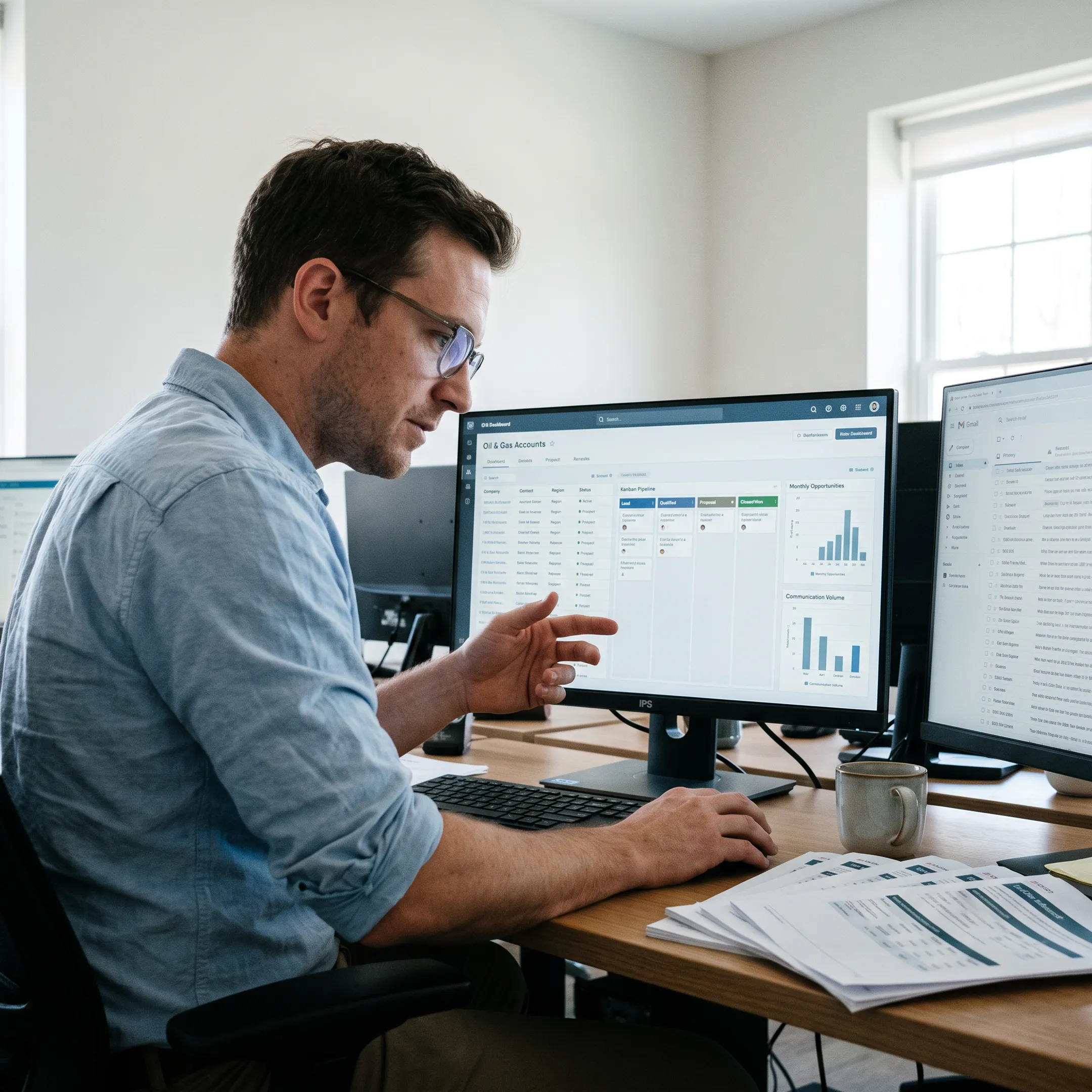 CRM dashboard for an oil and gas sales team
